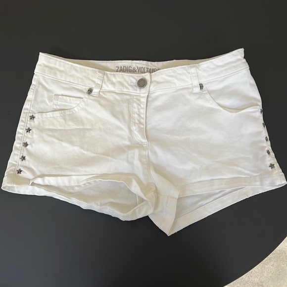 zadig and voltaire white jean shorts